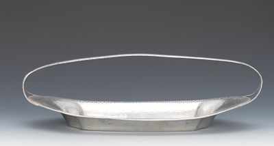 Appraisal: A Sterling Silver Bread Basket with Handle Stamped Hand Hammered