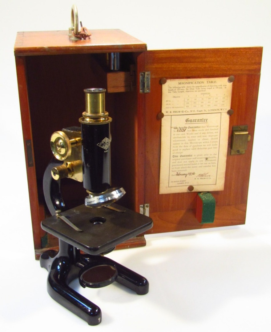 Appraisal: A mid- thC Prior of London scientific microscope in yellow