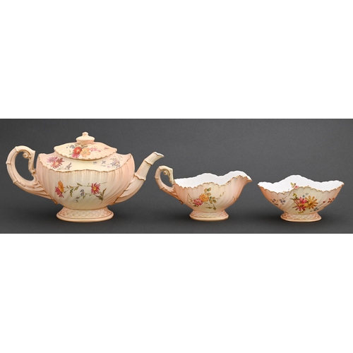 Appraisal: A Royal Worcester shell shaped tea service printed and painted