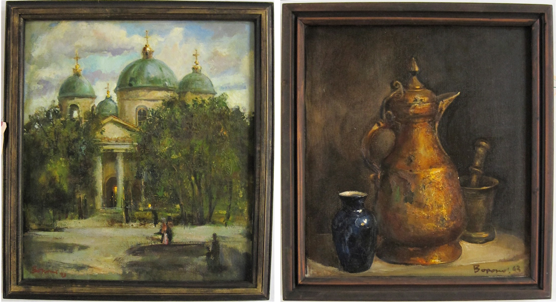 Appraisal: TWO OILS ON CANVAS a table-top still life and a