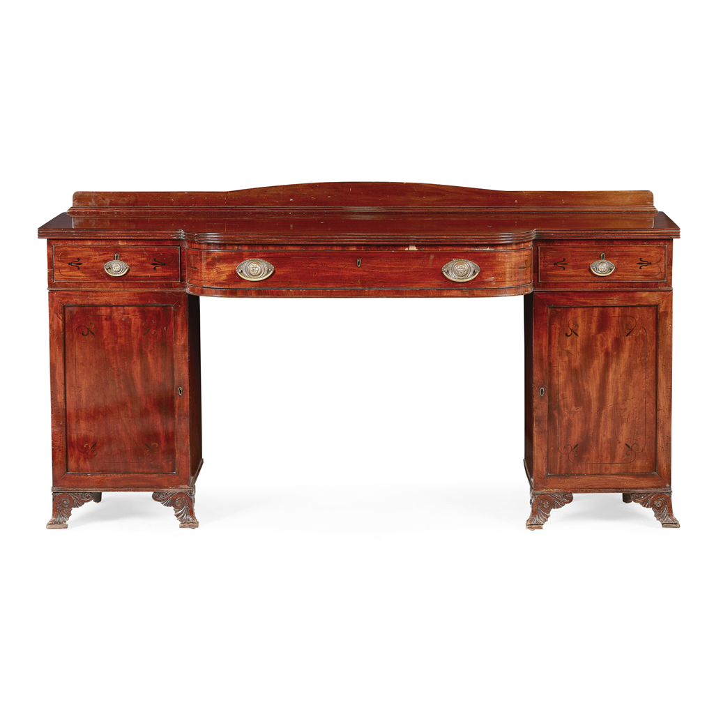 Appraisal: GEORGE IV MAHOGANY AND EBONY PEDESTAL SIDEBOARD EARLY TH CENTURY