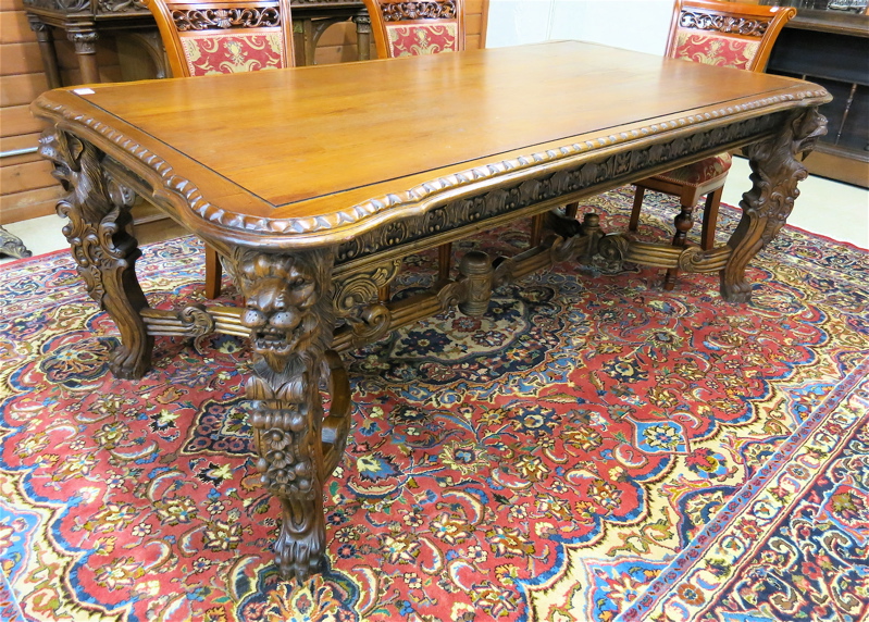 Appraisal: CARVED MAHOGANY BUREAU PLAT OR LARGE LIBRARY TABLE the rectangular