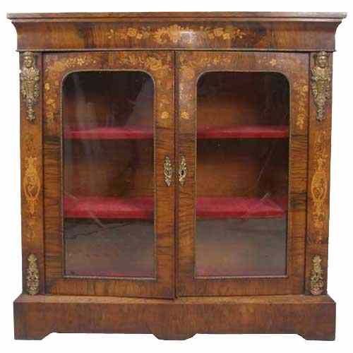 Appraisal: A French Marquetry Circassian Walnut Glazed Side Cabinet circa having