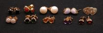 Appraisal: A Lot of Semi-Precious Stone Ear Studs Lot includes eleven