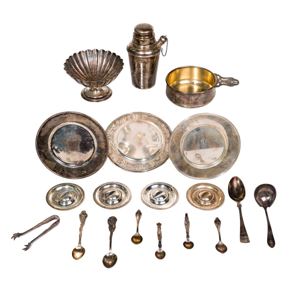 Appraisal: STERLING SILVER TABLEWARE ASSORTMENT items including Lebolt porringer with underplate