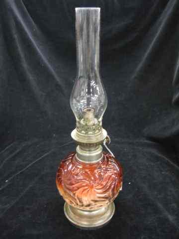 Appraisal: Baccarat Miniature Oil Lamp Rose tiente pinwheel design '' overall