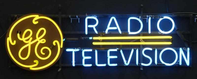 Appraisal: General Electric Radio Neon Sign Description s Yellow and blue