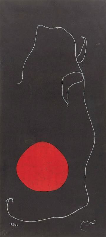 Appraisal: JOAN MIRO Spanish - Oiseau devant le soleil color lithograph