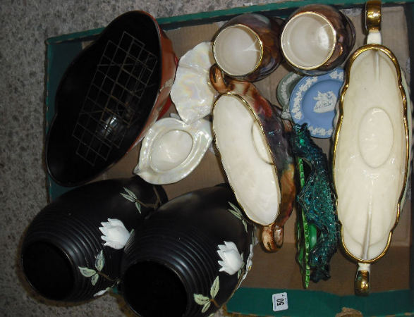 Appraisal: Tray of Various Pottery to include Pair of Large Brentleigh