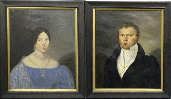 Appraisal: English school A pair of portraits of lady and gentleman