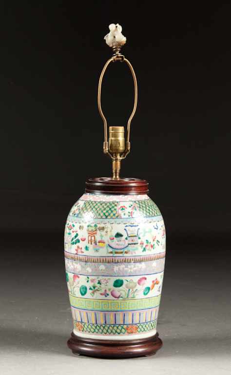 Appraisal: Chinese Export Famille Rose porcelain vase mounted as a lamp