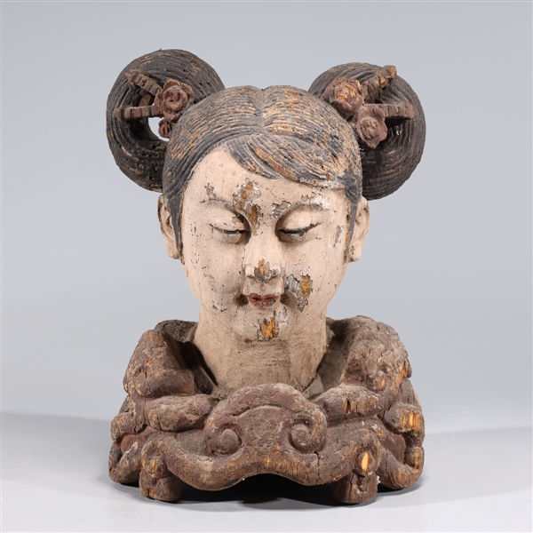 Appraisal: Chinese carved wood Ming style statue of a beauty overall