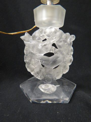 Appraisal: Lalique Crystal Lamp frosted bird floral excellent