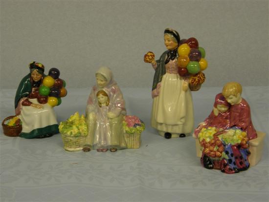 Appraisal: Four Royal Doulton figures Miniature Street Vendors The Old Balloon