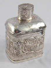 Appraisal: A Continental silver tea caddy with pull off measure cap