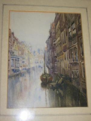 Appraisal: ENGLISH SCHOOL Honfleur and Amsterdam a pair signed with initials