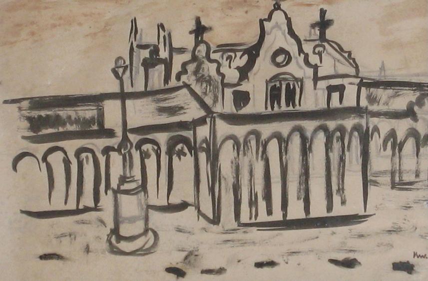 Appraisal: KYFFIN WILLIAMS Venice monogrammed KW watercolour sketch x See illustration