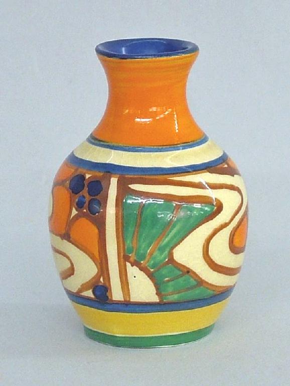 Appraisal: Sunrise' Fantasque miniature salesman's ovoid vase high