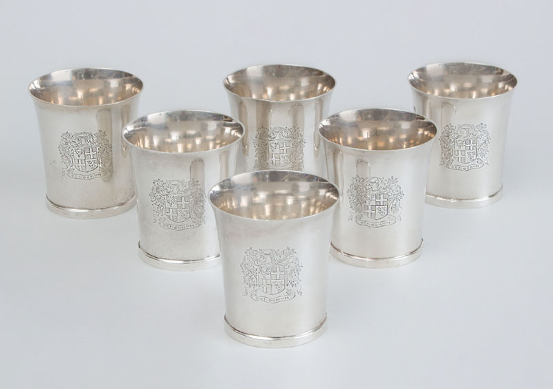 Appraisal: ASSEMBLED SET OF SIX GEORGE III SILVER BEAKERS WITH LATER