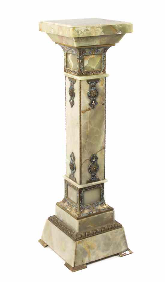 Appraisal: A Continental Onyx Gilt Bronze and Champleve Pedestal having a