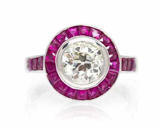 Appraisal: An Karat White Gold Ruby and Diamond Ring containing one