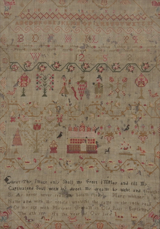 Appraisal: ENGLISH SCHOOLGIRL NEEDLEWORK ALPHABET SAMPLER worked by Mary Whitney Aged