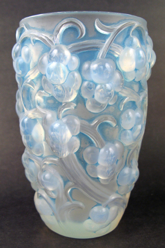 Appraisal: R LALIQUE CRYSTAL VASE RAISINS c Opalescent with traces of