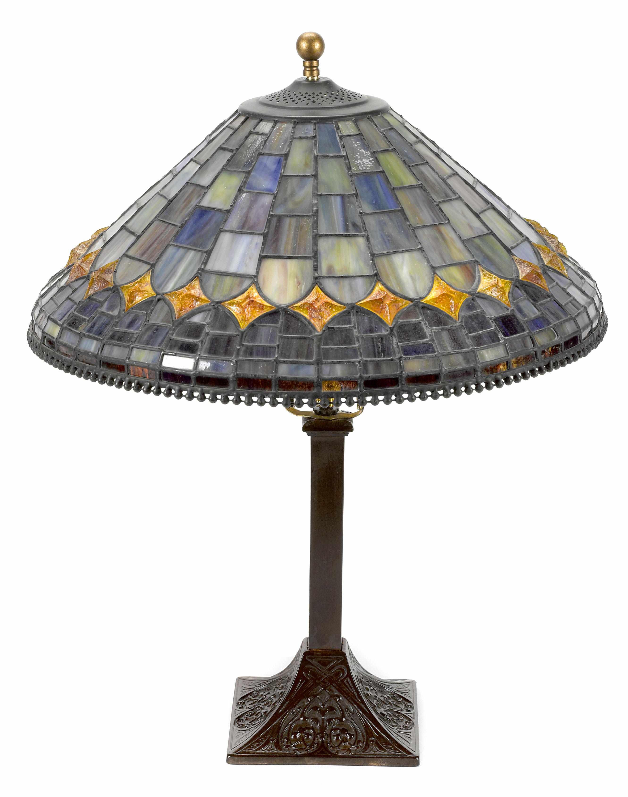 Appraisal: Property of various owners A leaded glass shade on associated