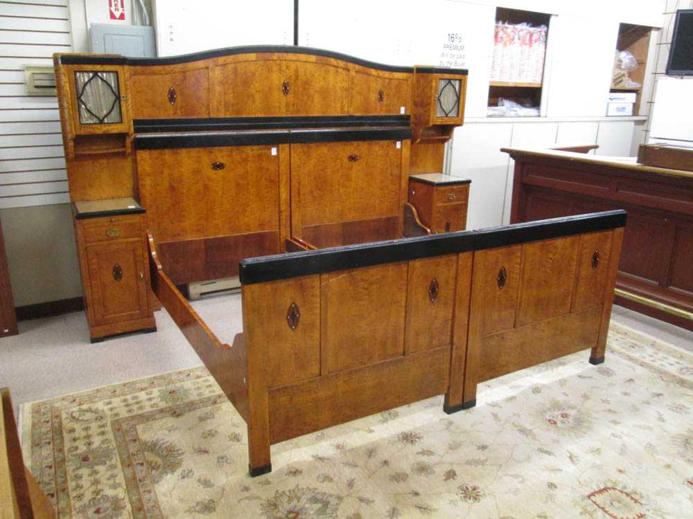 Appraisal: BIEDERMEIER STYLE KING BED ASSEMBLY German late th early th