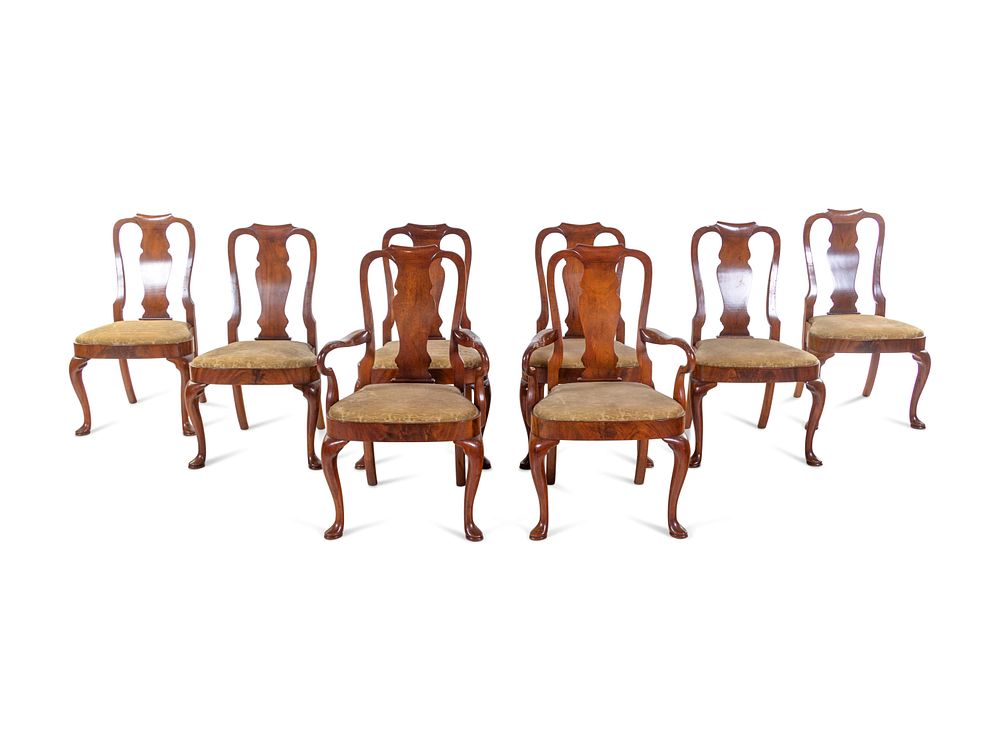 Appraisal: A Set of Eight Queen Anne Style Mahogany Dining Chairs