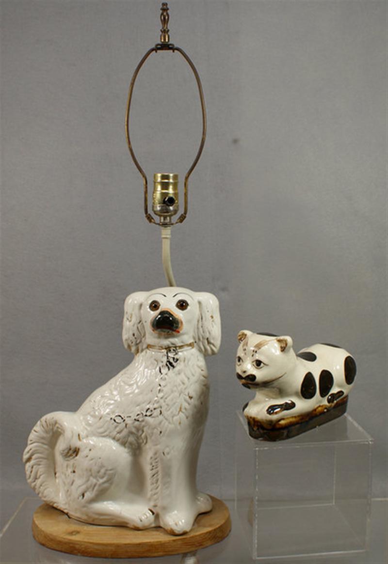 Appraisal: Staffordshire spaniel mounted as a table lamp tall with a