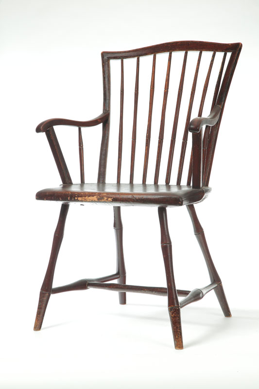 Appraisal: SQUARE-BACK WINDSOR ARMCHAIR Branded for John Letchworth Philadelphia ca mixed