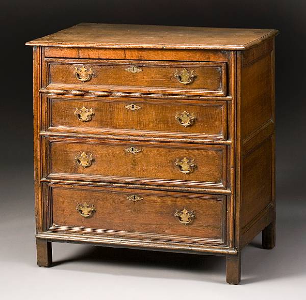 Appraisal: A William and Mary oak chest late th century The