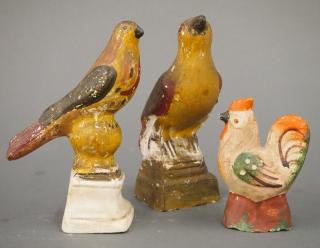 Appraisal: Chalkware figures Three late th century chalkware birds with original