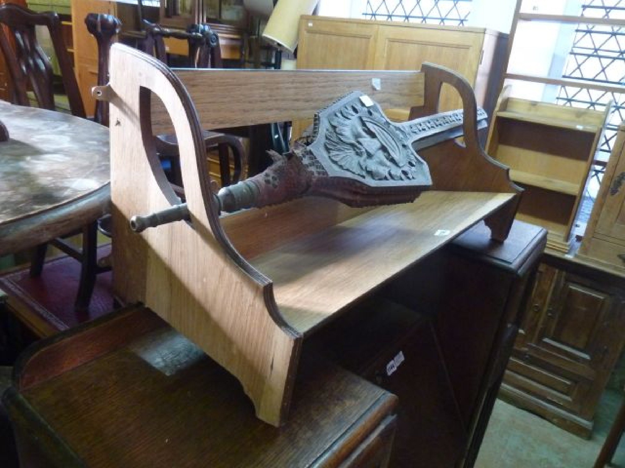 Appraisal: A set of Victorian carved oak bellows with long handles