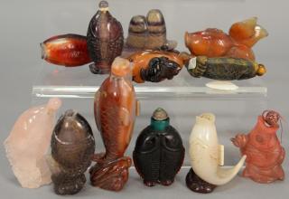 Appraisal: Collection of twelve snuff bottles in the form of fish