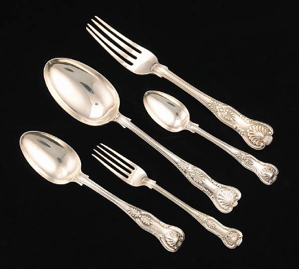 Appraisal: An assembled group of silver flatwareEnglish makers th- th centuryKing's