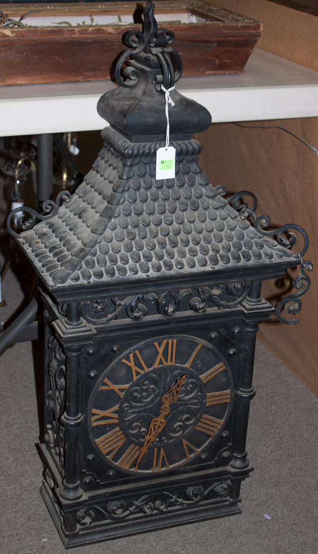 Appraisal: Ornate cast iron cased shelf clock