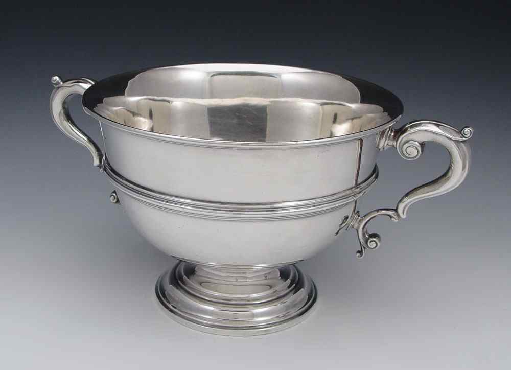 Appraisal: DOUBLE HANDLED STERLING PEDESTAL BOWL Unknown American maker marked Sterling