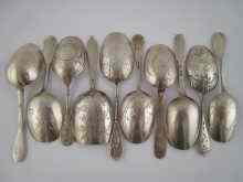 Appraisal: Ten antique Russian silver caddy spoons