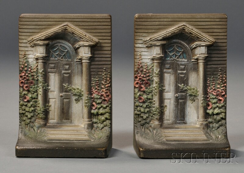 Appraisal: Two Cast Iron Federal Doorway Polychrome-painted Bookends or Doorstops Bradley