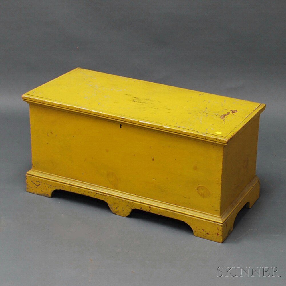 Appraisal: Yellow-painted Blanket Chest mid to late th century the top