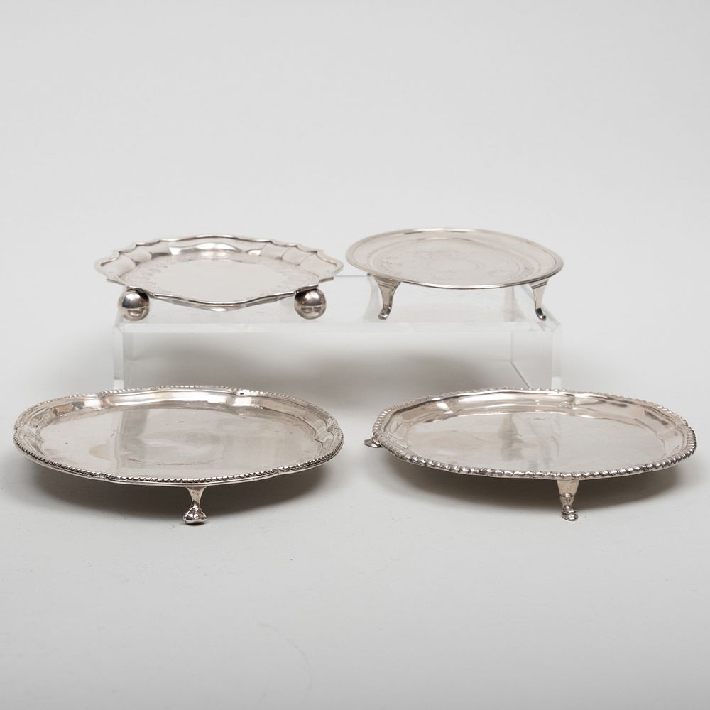 Appraisal: Three George III Sterling Silver Waiters and an American Silver