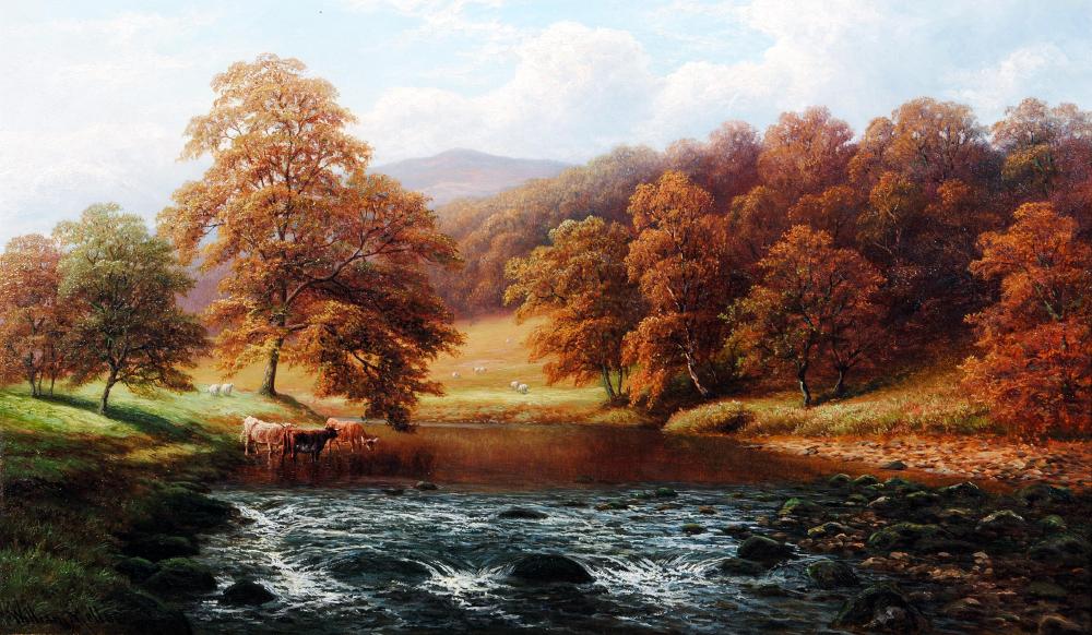 Appraisal: WILLIAM MELLOR - On the Wharfe Bolton Woods oil on