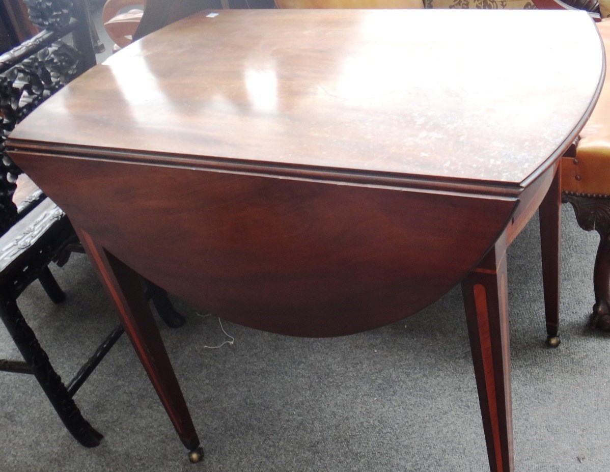 Appraisal: A George III inlaid mahogany Pembroke table with single frieze