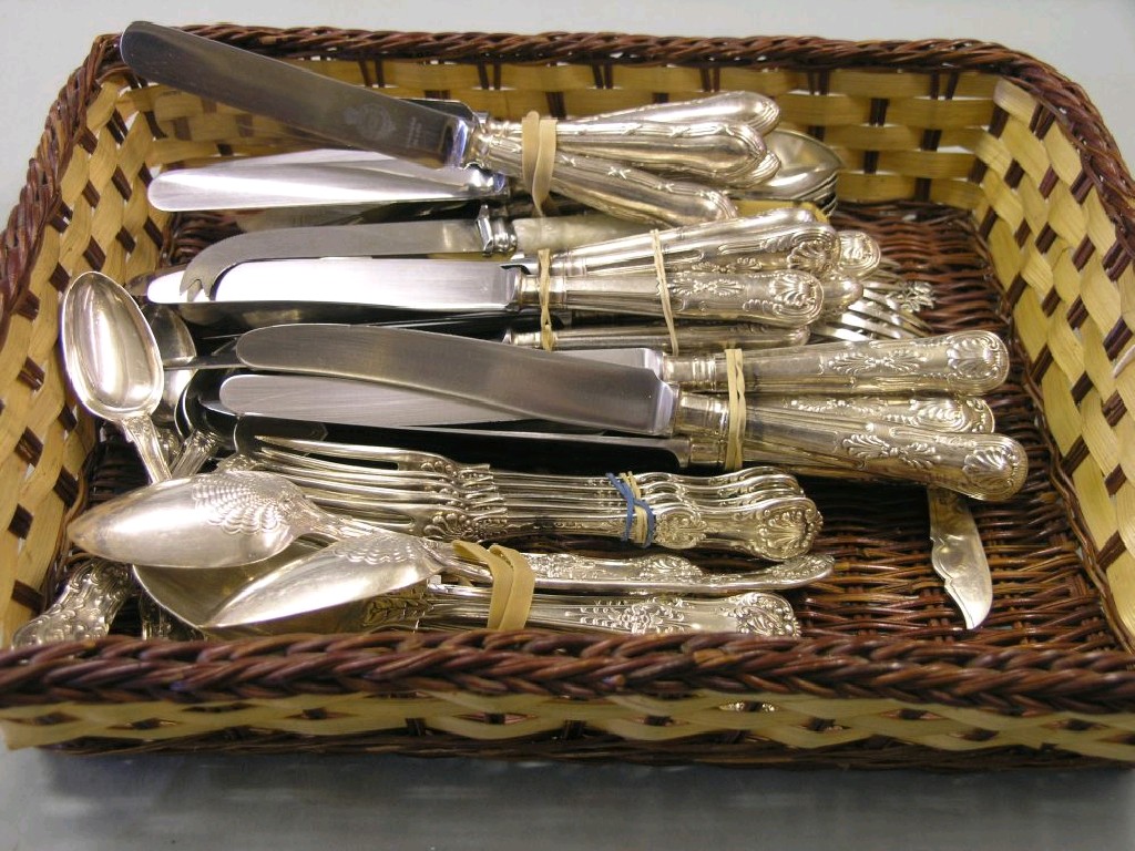 Appraisal: A matched set of Victorian and later silver Queens-pattern cutlery