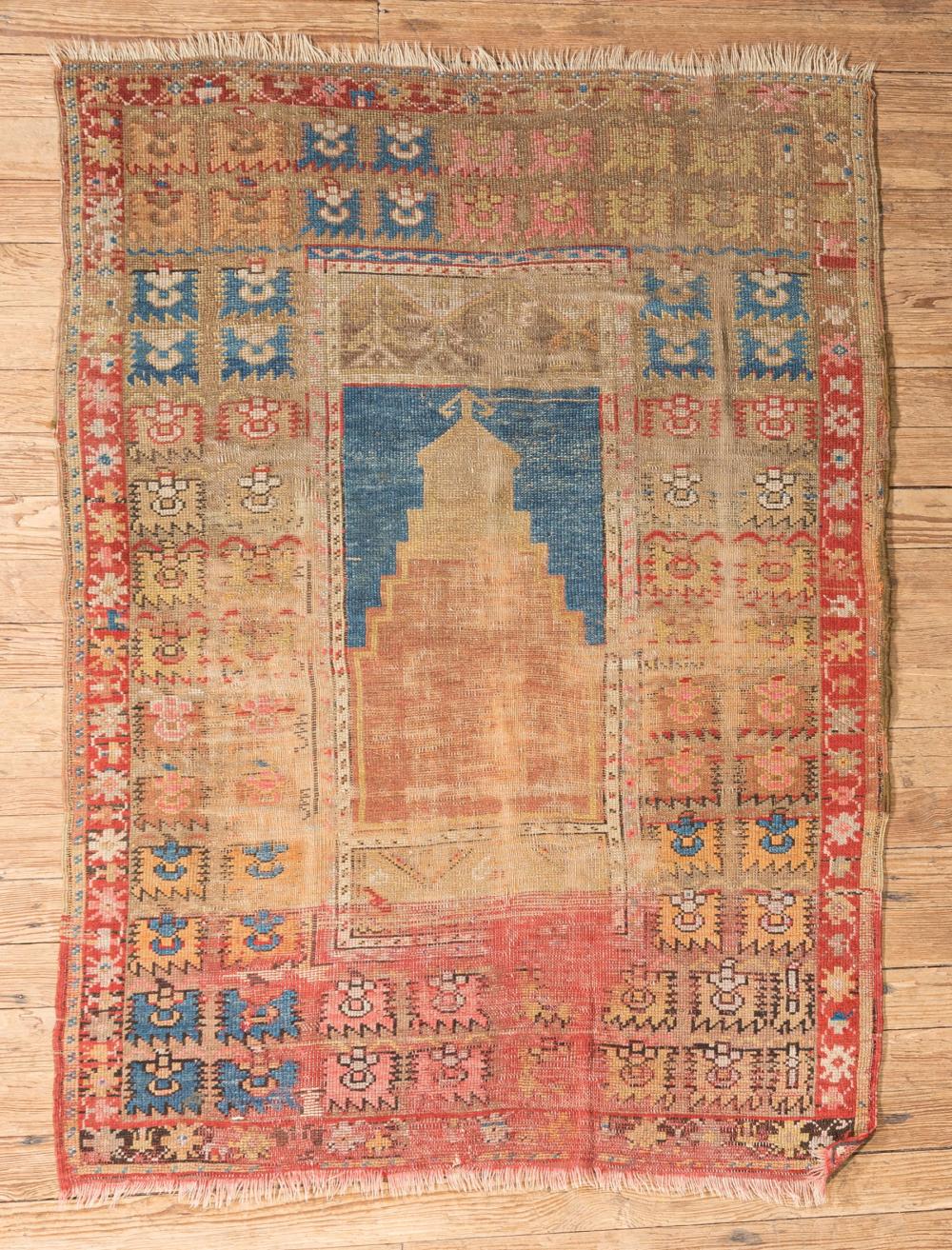 Appraisal: Antique Persian Prayer Rug mihrab on a blue ground ft