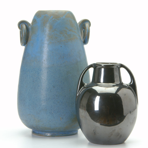 Appraisal: FULPER Two vases one Mirror Black bulbous the other in