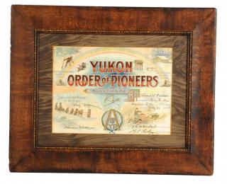 Appraisal: Yukon Order Of Pioneers Lodge Poster Cast Brass Buffalo Desk