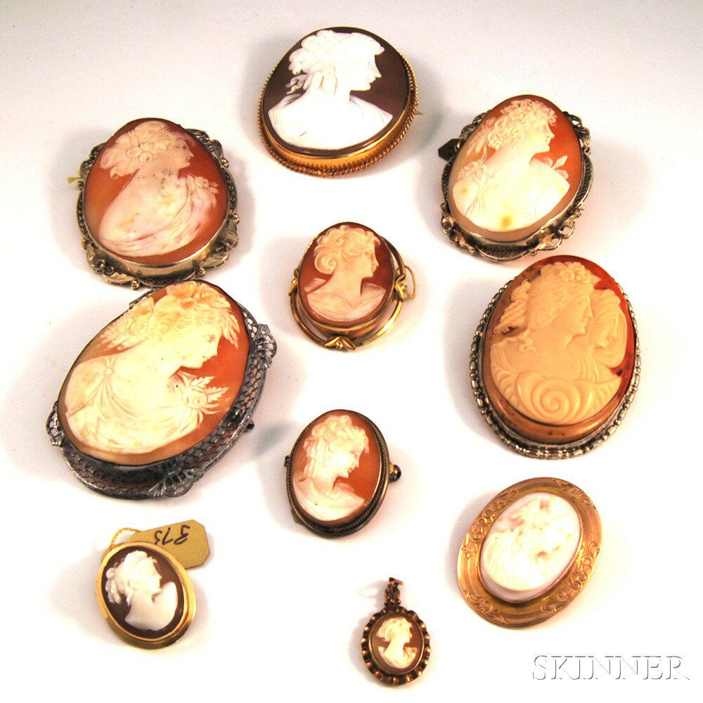 Appraisal: Small Group of Mostly Shell-carved Cameo Jewelry including a small